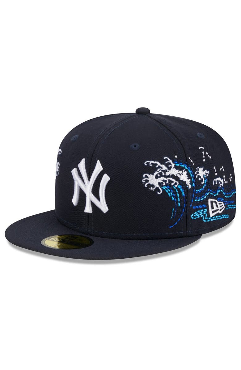 New Era Men's New Era Navy New York Yankees Tonal Wave 59FIFTY Fitted Hat, Main, color, 