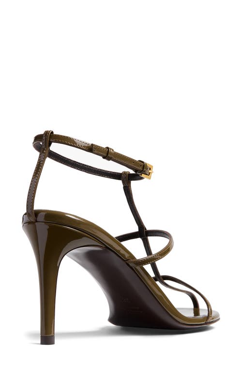 Khaite Leather T-strap Sandals In Dark Olive