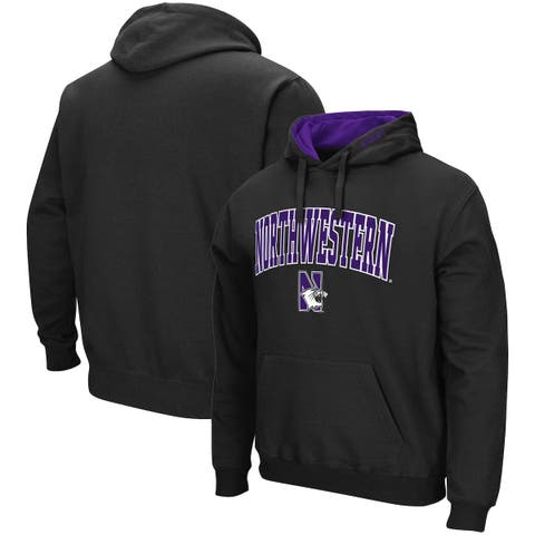 Men's Colosseum Black Northwestern Wildcats Arch & Logo 3.0 Pullover Hoodie