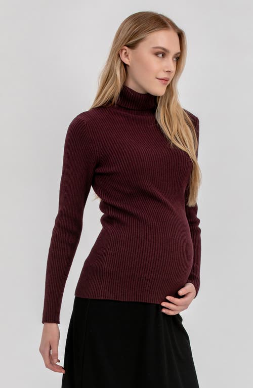 Pietro Brunelli Maternity Aurora Rib Turtleneck Maternity Sweater In Brown