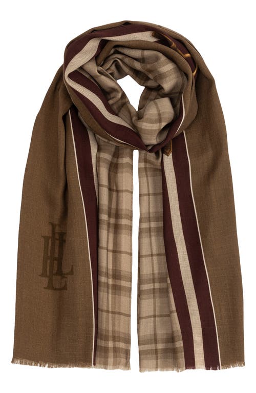 Ralph Lauren Lauren Plaid Wool Scarf In Brown