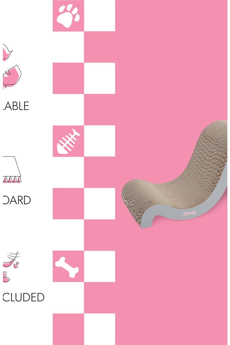 Kona 27" Modern Cardboard Double-Sided Wave Cat Scratcher with Catnip, Alternate, color, Gray