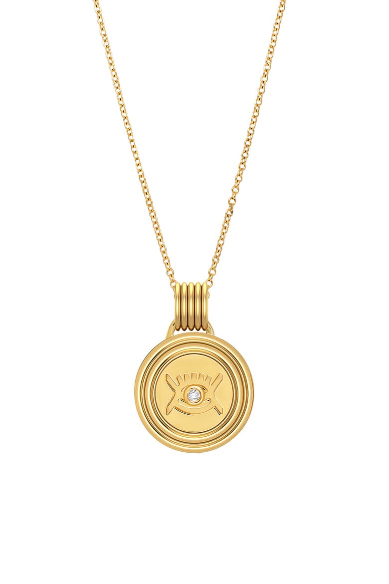 Vidi Medium Diamond Eye Pendant Necklace, Main, color, YELLOW GOLD