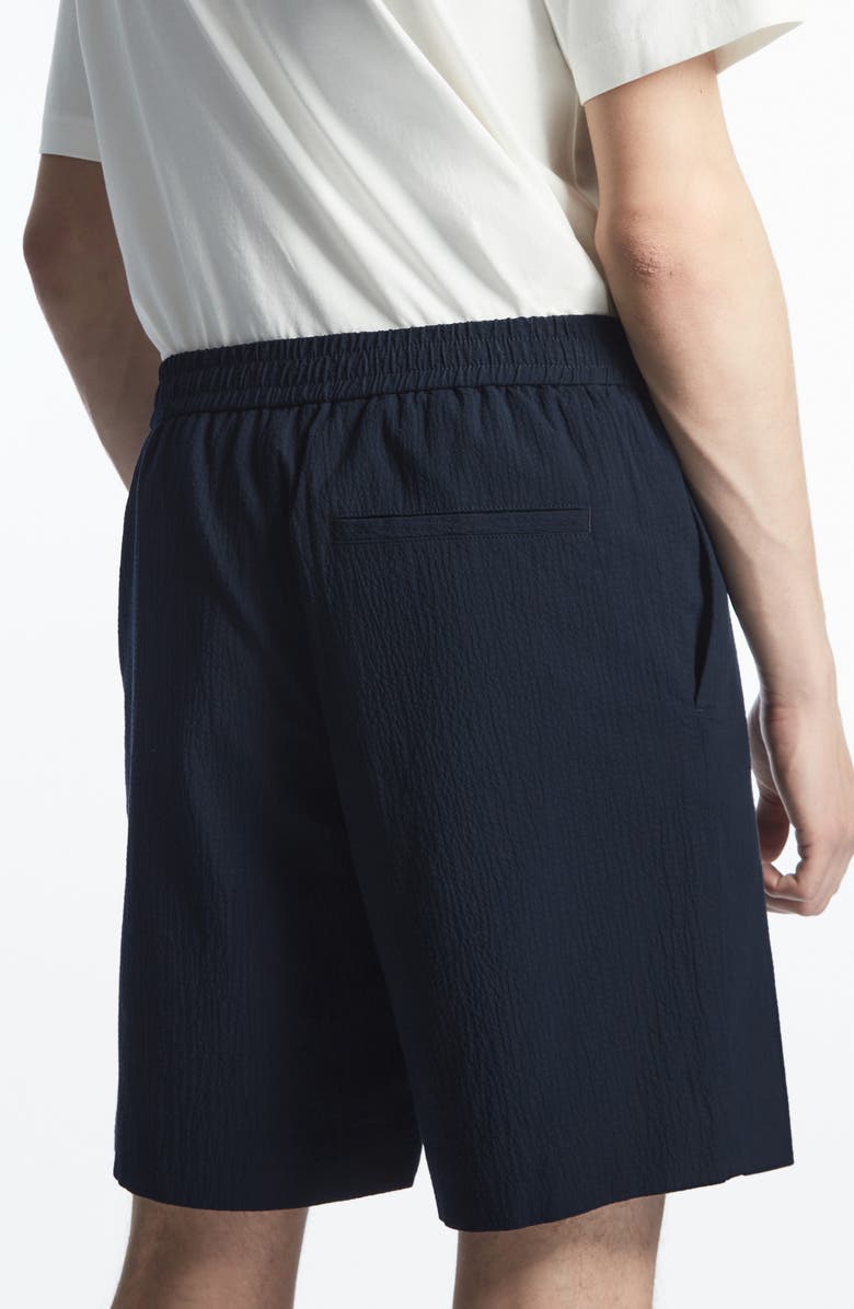 COS Seersucker Flat Front Shorts, Alternate, color, 