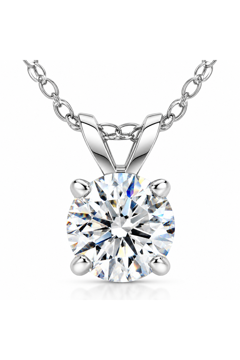 1 1/4ct Lab Grown Diamond Round Solitaire Pendant 14k Gold Necklace, Main, color, 14k White Gold
