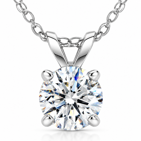 1 1/4ct Lab Grown Diamond Round Solitaire Pendant 14k Gold Necklace