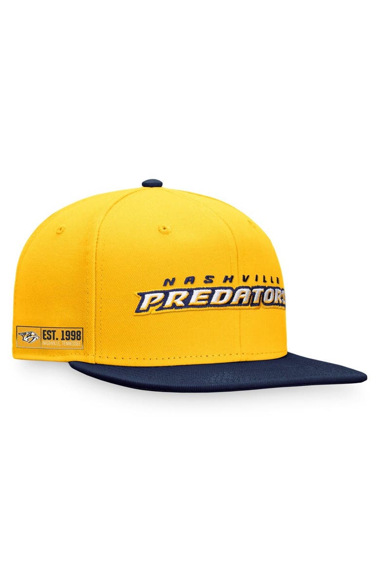 FANATICS Men's Fanatics Branded Gold/Navy Nashville Predators Iconic Color Blocked Snapback Hat, Main, color, Gold