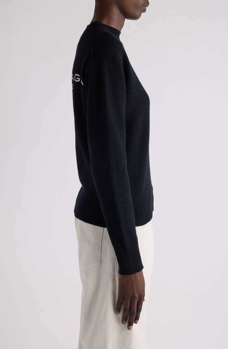 Balenciaga Logo Embroidered Wool Sweater, Alternate, color, 1000 Black