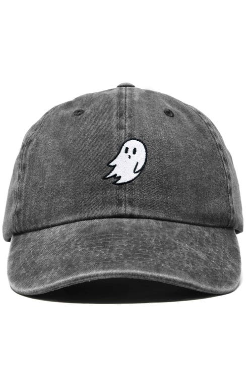 Dalix Ghost Embroidered Low Crown Cap In Washed Black