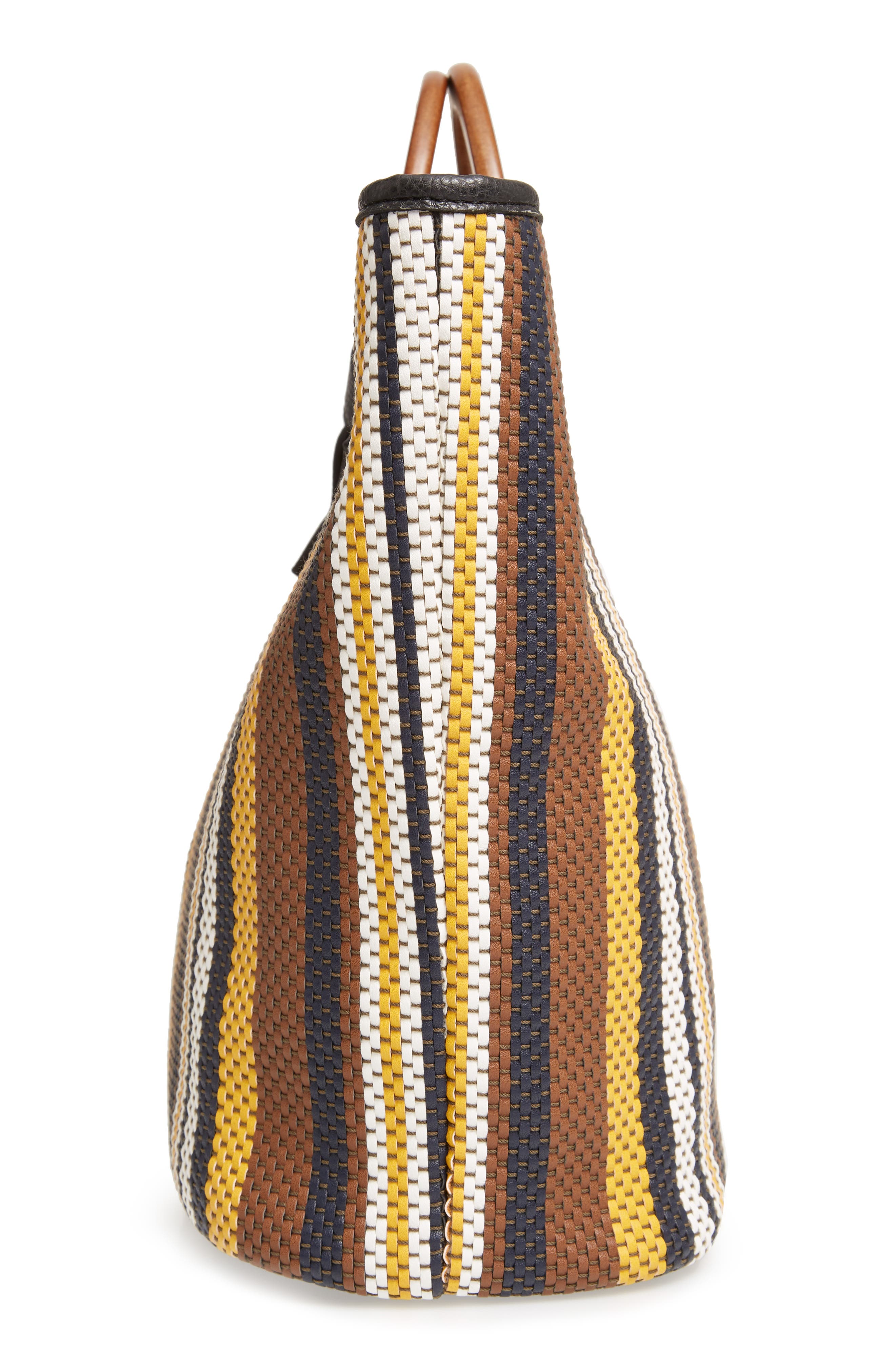 Sondra Roberts Stripe Woven Wood Handle Tote, Alternate, color, 