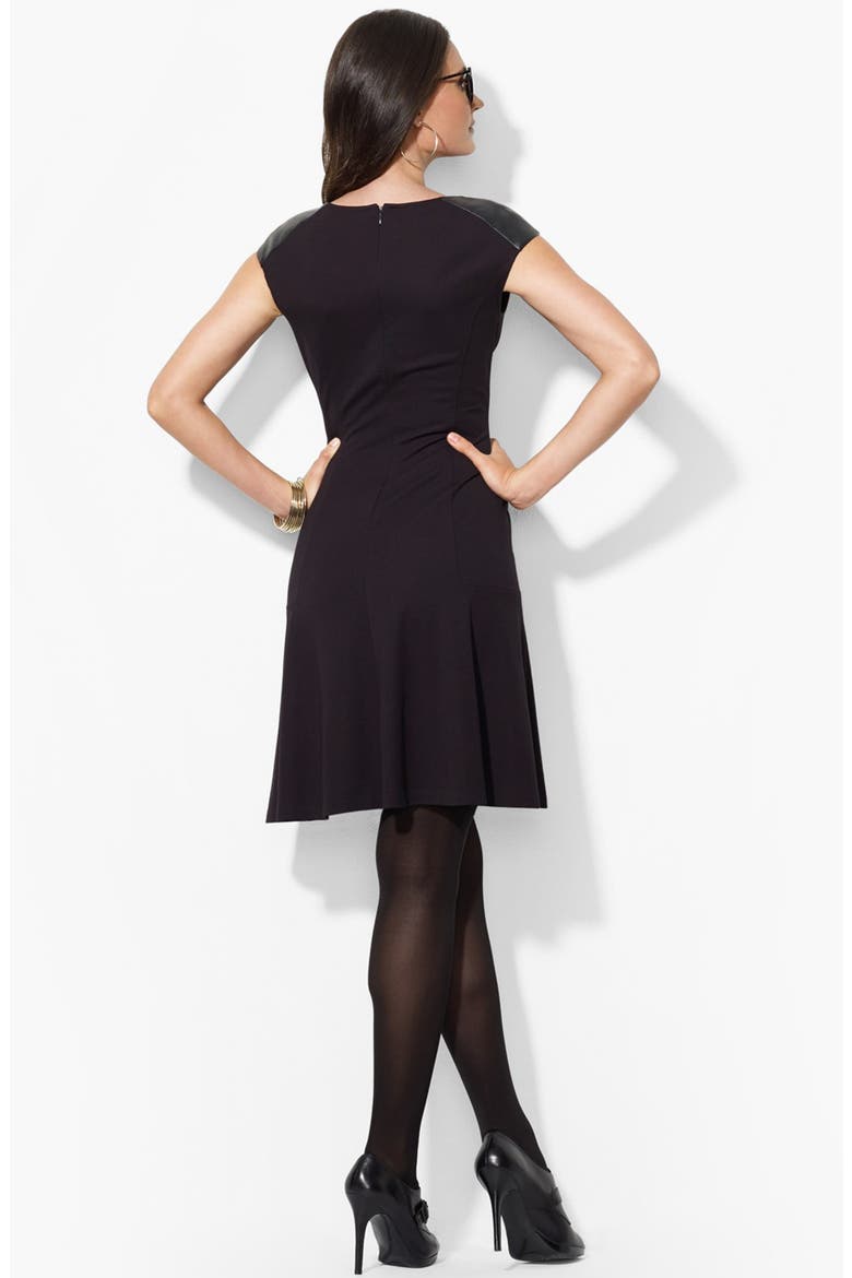 Jersey Fit & Flare Dress, Alternate, color, BLACK