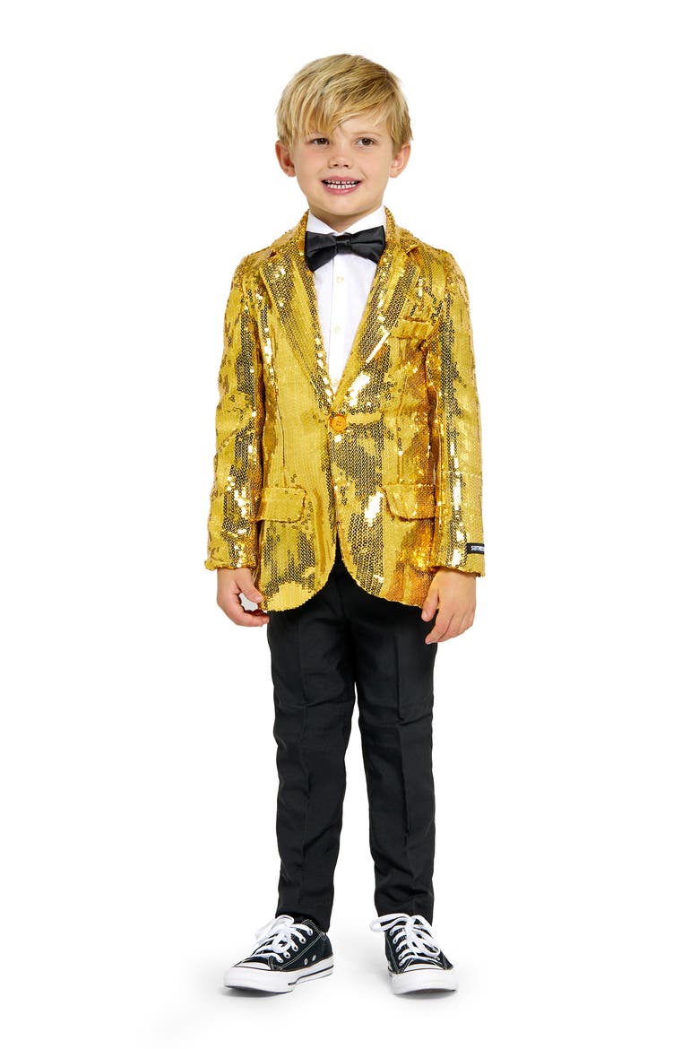 Kids' Sequin Sport Coat, Alternate, color, GOLD