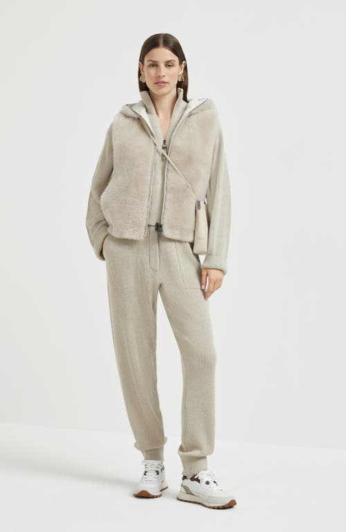 Brunello Cucinelli Beige Sparkling Knit Zip-up Cardigan In Neutral