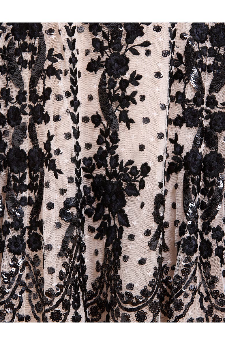 Needle & Thread Adeline Round Neck Maxi Dress, Alternate, color, Cream/Graphite