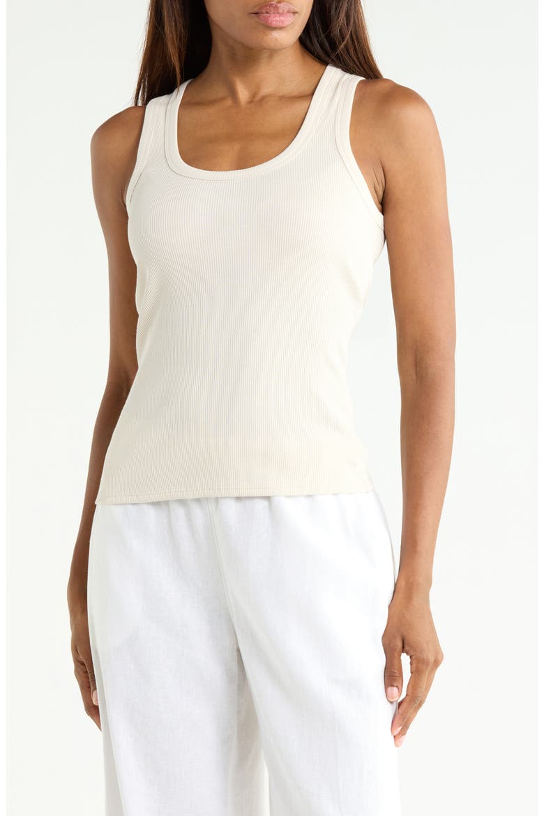 Scoop Neck Ribbed Tank, Main, color, SAND
