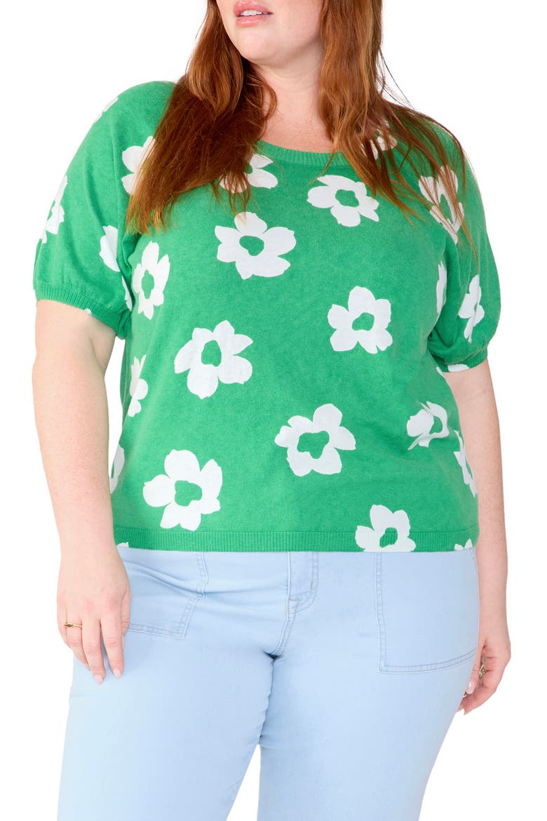 Sunny Days Print Sweater, Main, color, FLOWER POP
