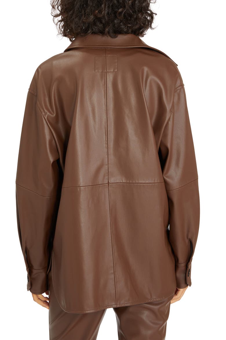 Sancturary Faux Leather Shacket, Alternate, color, MAHOGANY