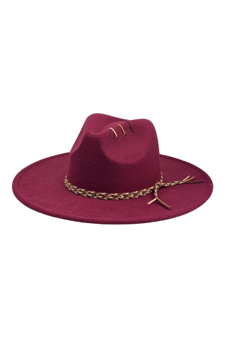 Wide Brim Felt Panama Hat, Main, color, BURGUNDY