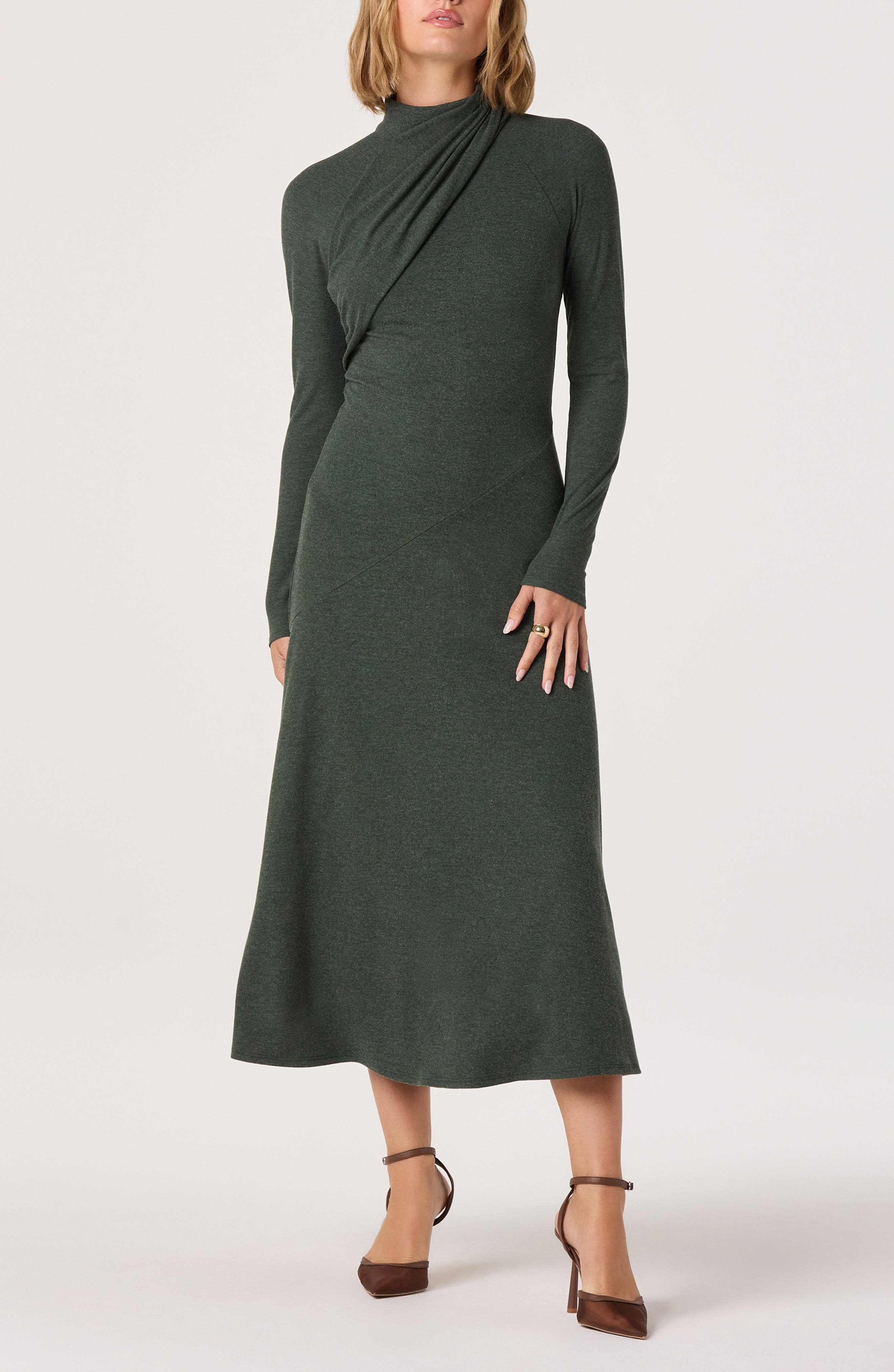 ASTR the Label Long Sleeve Mock Neck Dress