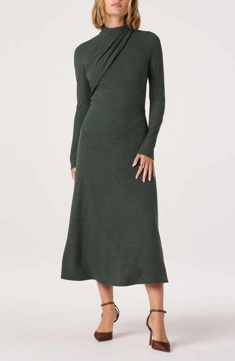 ASTR the Label Long Sleeve Mock Neck Dress, Main, color, Heather Green