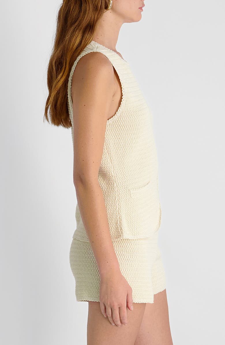 French Connection Mozart Textured Stitch Cotton Sweater Tank, Alternate, color, Ecru