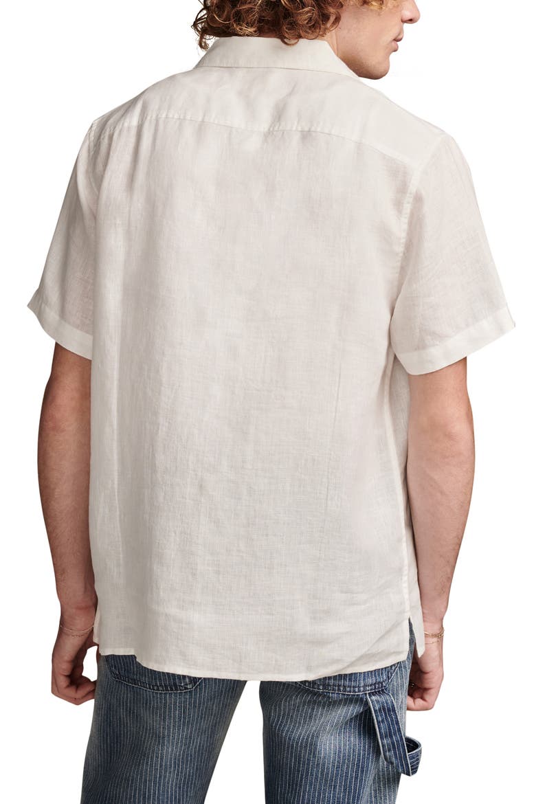 Solid Linen Camp Shirt, Alternate, color, BRIGHT WHITE