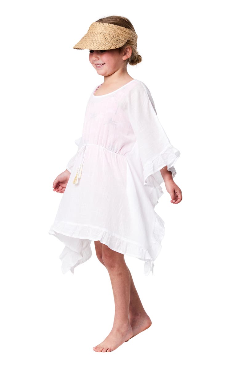 Snapper Rock Kids' Ruffle Cotton Cover-Up Dress, Alternate, color, White