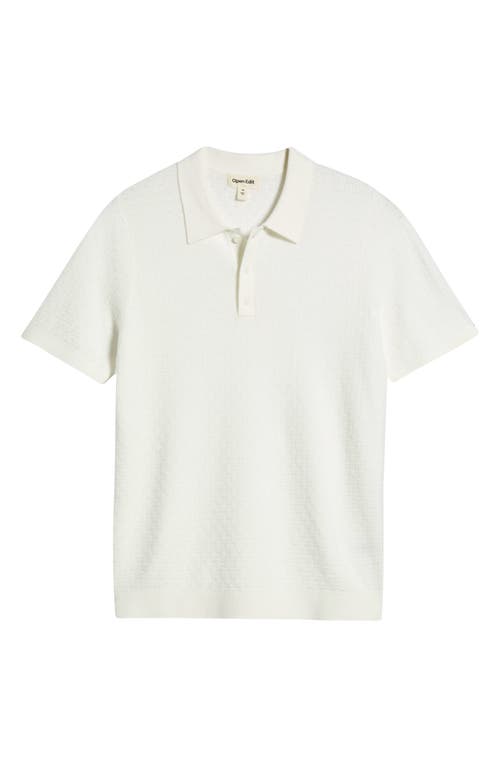 Open Edit Texture Polo Sweater In White