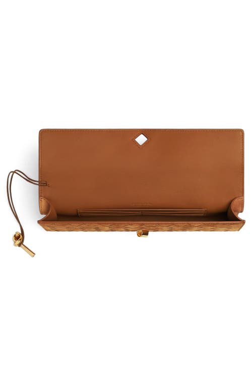 Bottega Veneta Long Andiamo Intrecciato Suede Clutch In Brown