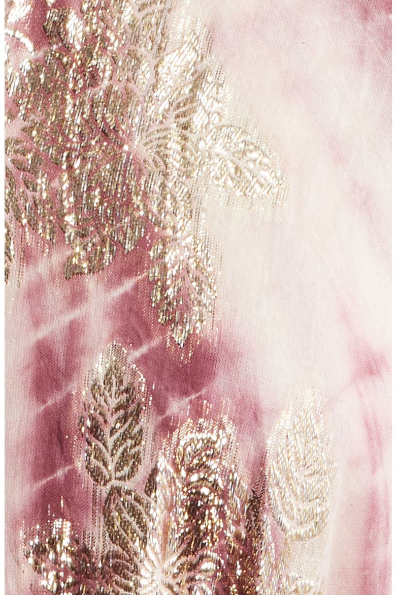 Tara Metallic Print Tie Waist Dress, Alternate, color, ROSE MULTI
