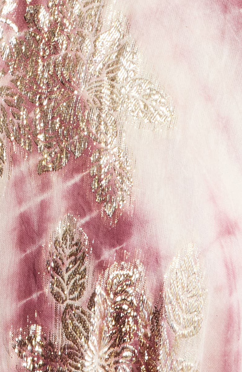 KOBI HALPERIN Tara Metallic Print Tie Waist Dress, Alternate, color, Rose Multi