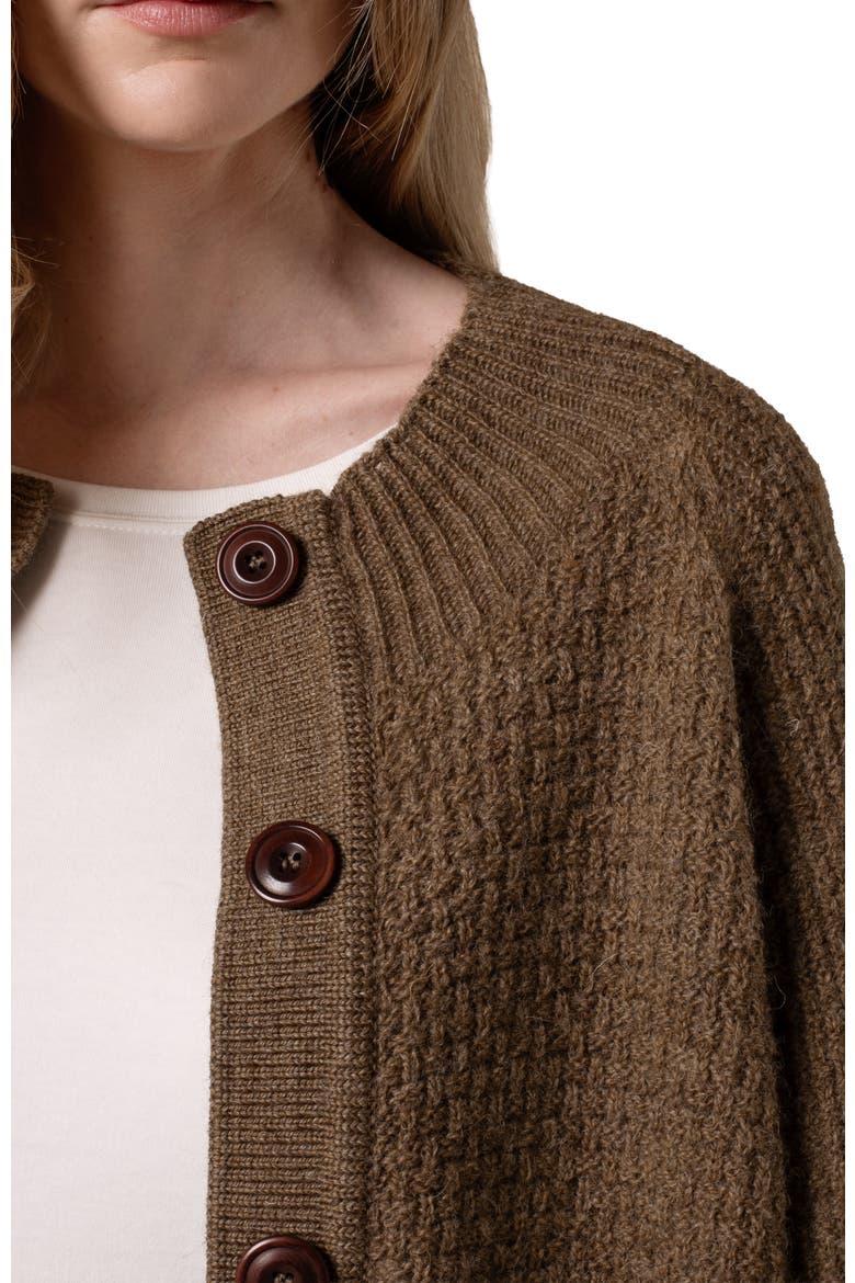 British Wool Moss Stitch Cardigan, Alternate, color, Walnut