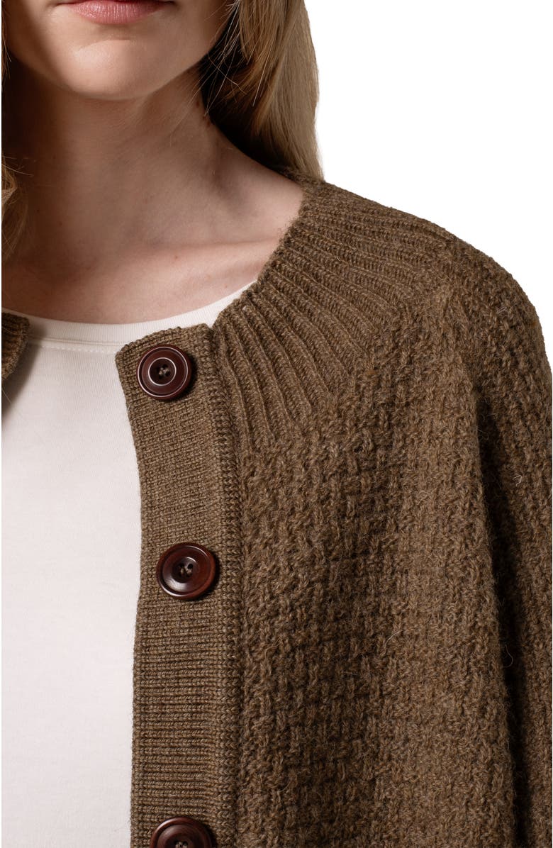 Celtic & Co. British Wool Moss Stitch Cardigan, Alternate, color, Walnut