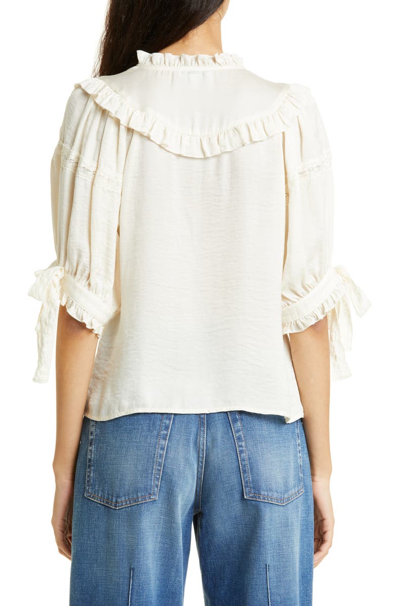 STELLAH Ruffle Trim Blouse, Alternate, color, 