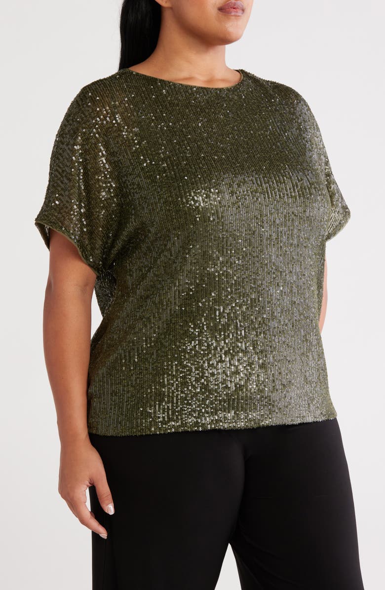 Anne Klein Dolman Sleeve Sequin Top, Alternate, color, 