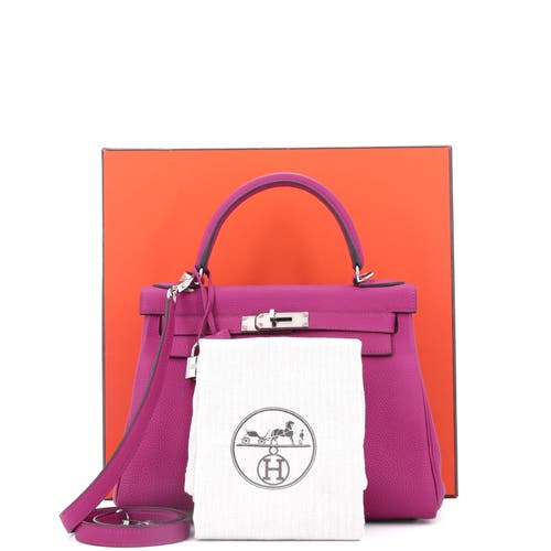 Pre-owned Hermes  Hermes Kelly Handbag Pink Togo With Palladium Hardware 28 In Purple