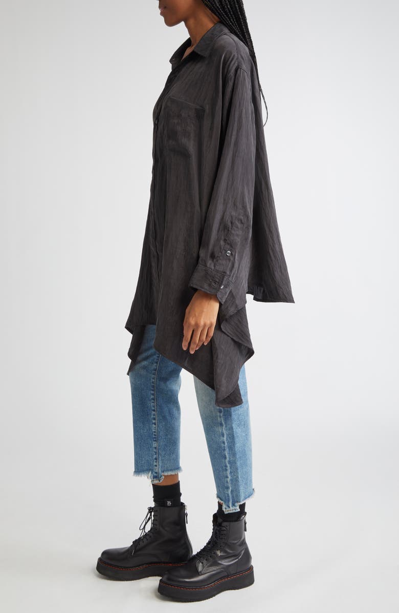 R13 Draped Front Button-Up Shirt, Alternate, color, Black