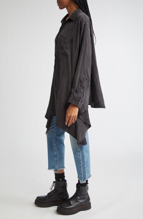 R13 Draped Front Button-up Shirt In Black