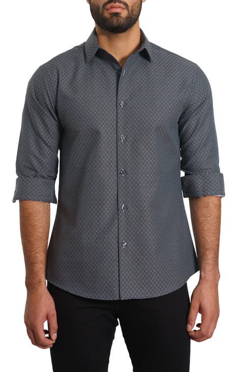 Trim Fit Print Button-Up Shirt