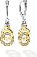 LAGOS Signature Caviar Two-Tone Interlocking Diamond Drop Earrings