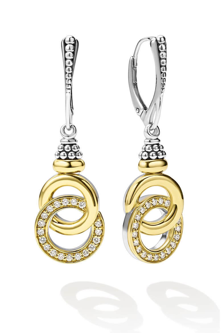 Signature Caviar Two-Tone Interlocking Diamond Drop Earrings video