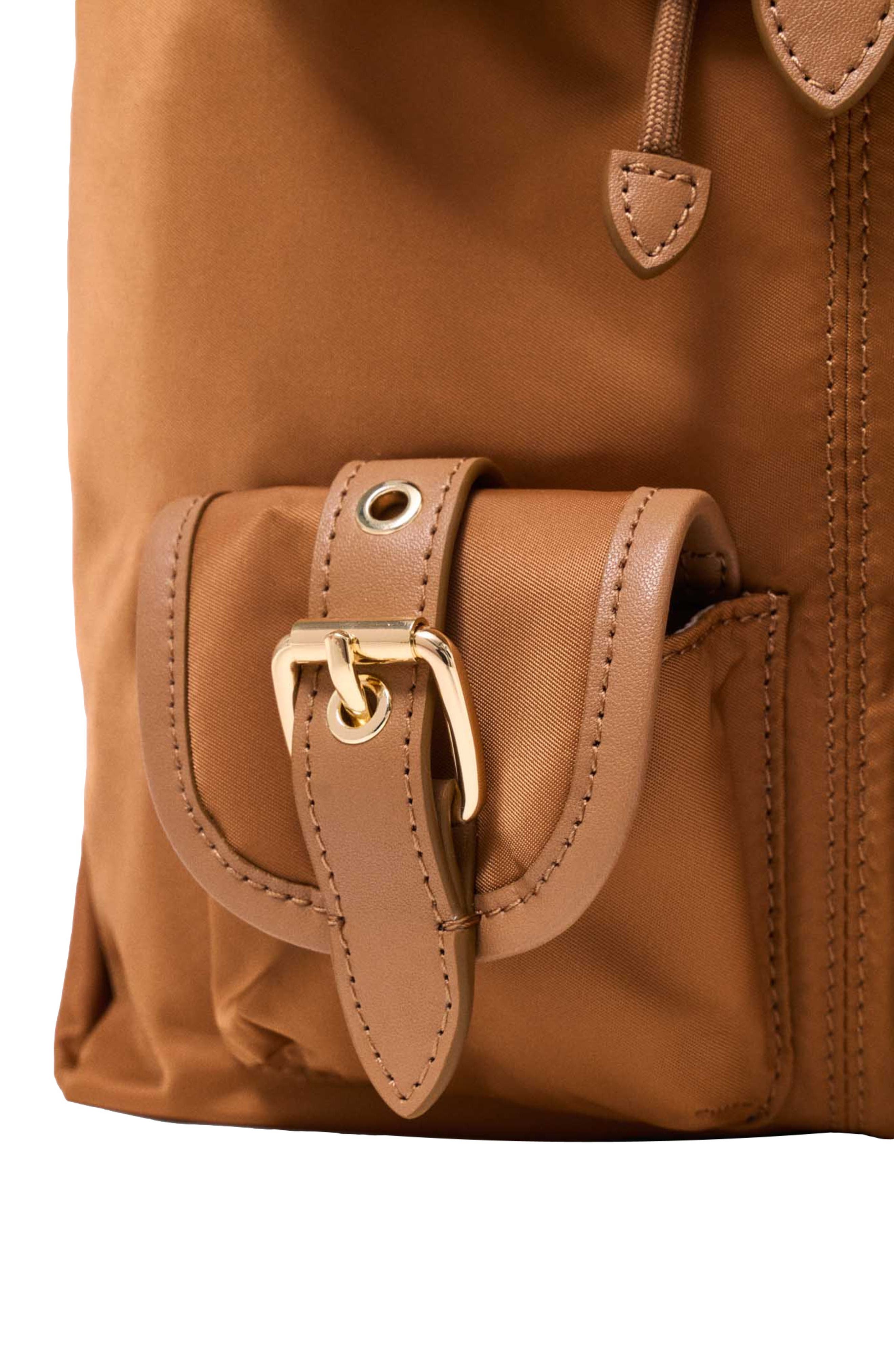 maje Leather and nylon backpack, Alternate, color, Camel