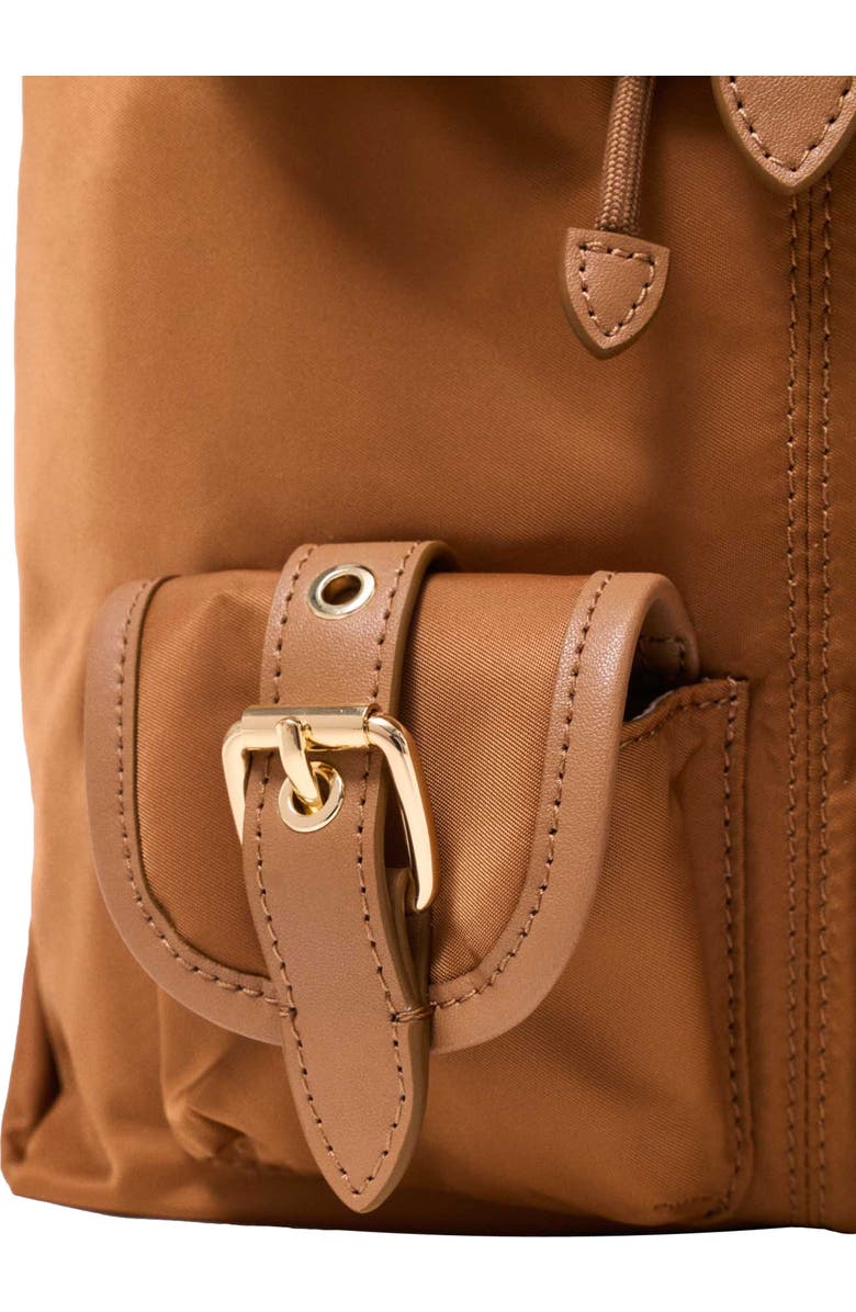 maje Leather and nylon backpack, Alternate, color, Camel