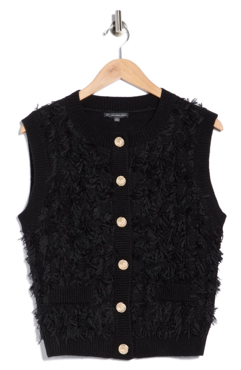 Adrianna Papell Textured Sweater Vest, Main, color, Black