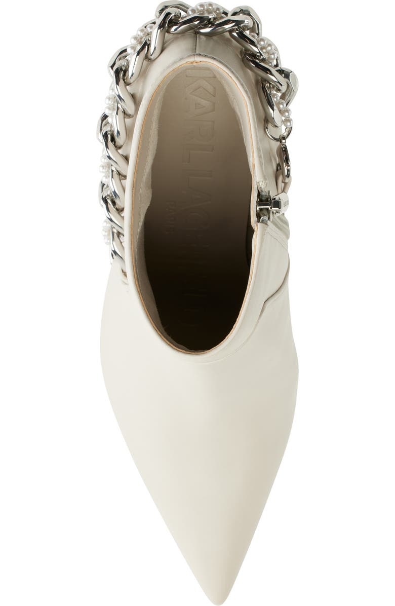 KARL LAGERFELD PARIS Samra Chain Ankle Bootie, Alternate, color, Soft White