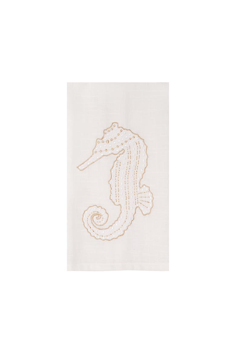 Gold Coast Seahorse 100% Cotton Handtowel, Main, color, White