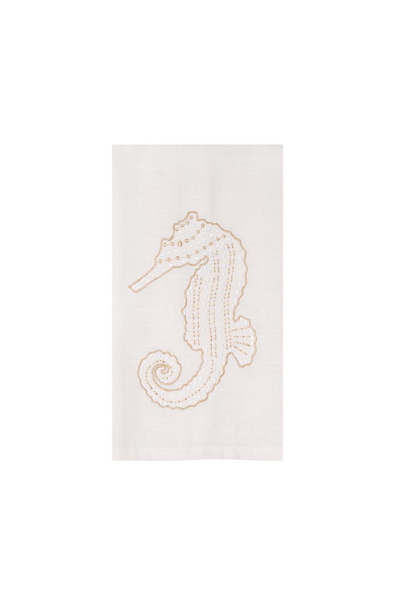 C&F Home Gold Coast Seahorse 100% Cotton Handtowel, Main, color, White