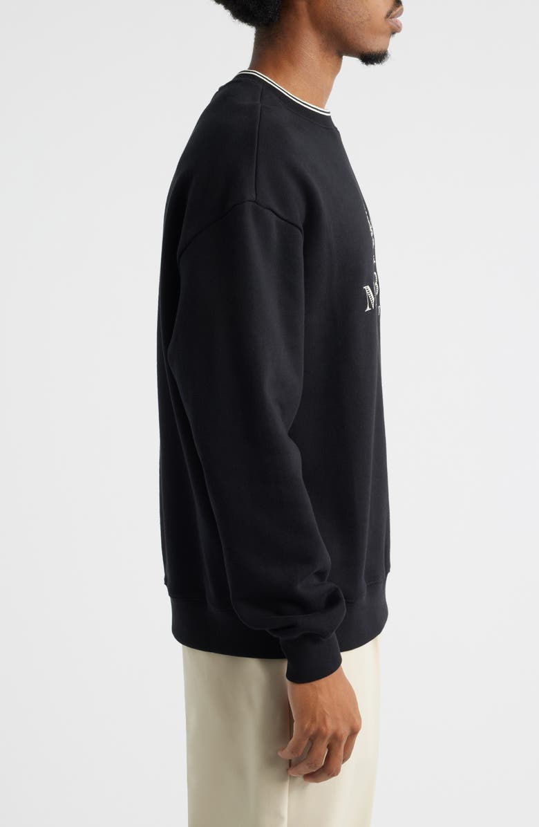 Malbon Golf Monarch Cotton Crewneck Sweatshirt, Alternate, color, Black