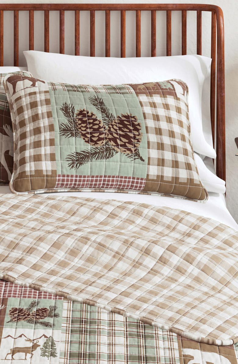 Woven & Weft Patchwork 3-Piece Quilt Set, Alternate, color, Hemlock Green/Brown