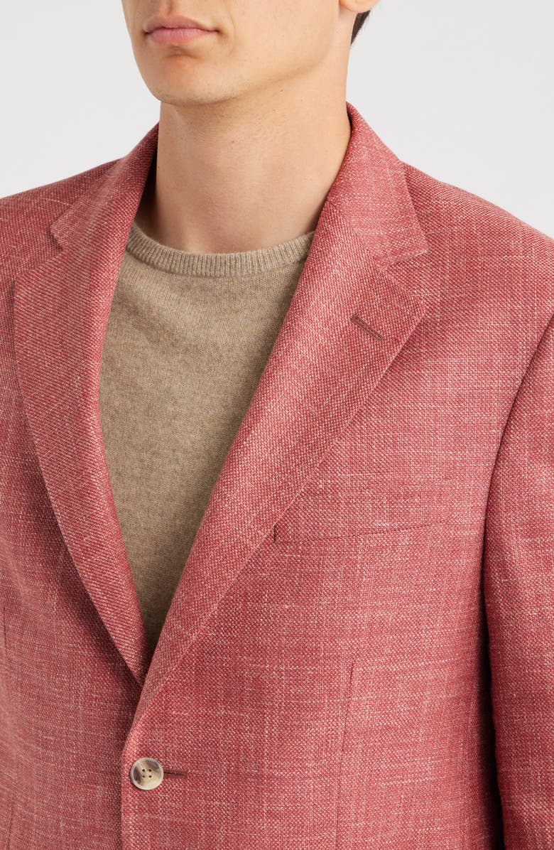 Peter Millar Hyperlight Soft Red Slub Wool & Silk Blend Sport Coat, Alternate, color, Pink